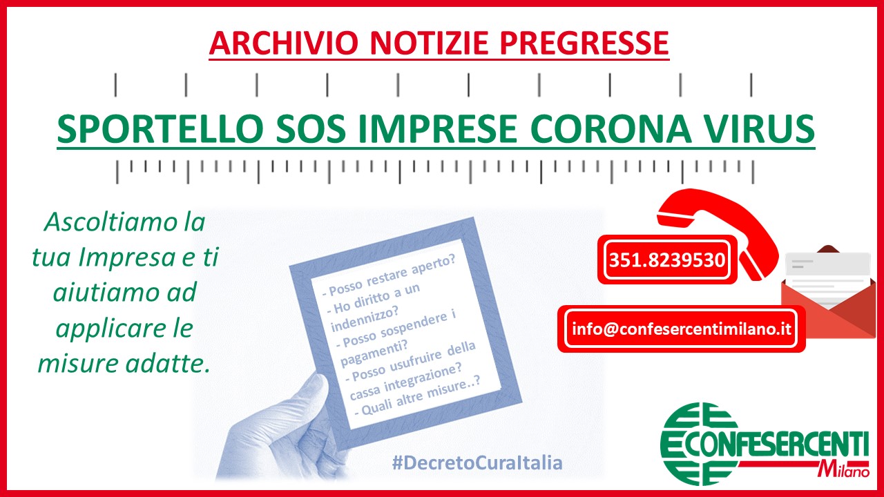 Archivio notizie pregresse Sportello SOS Imprese CoronaVirus