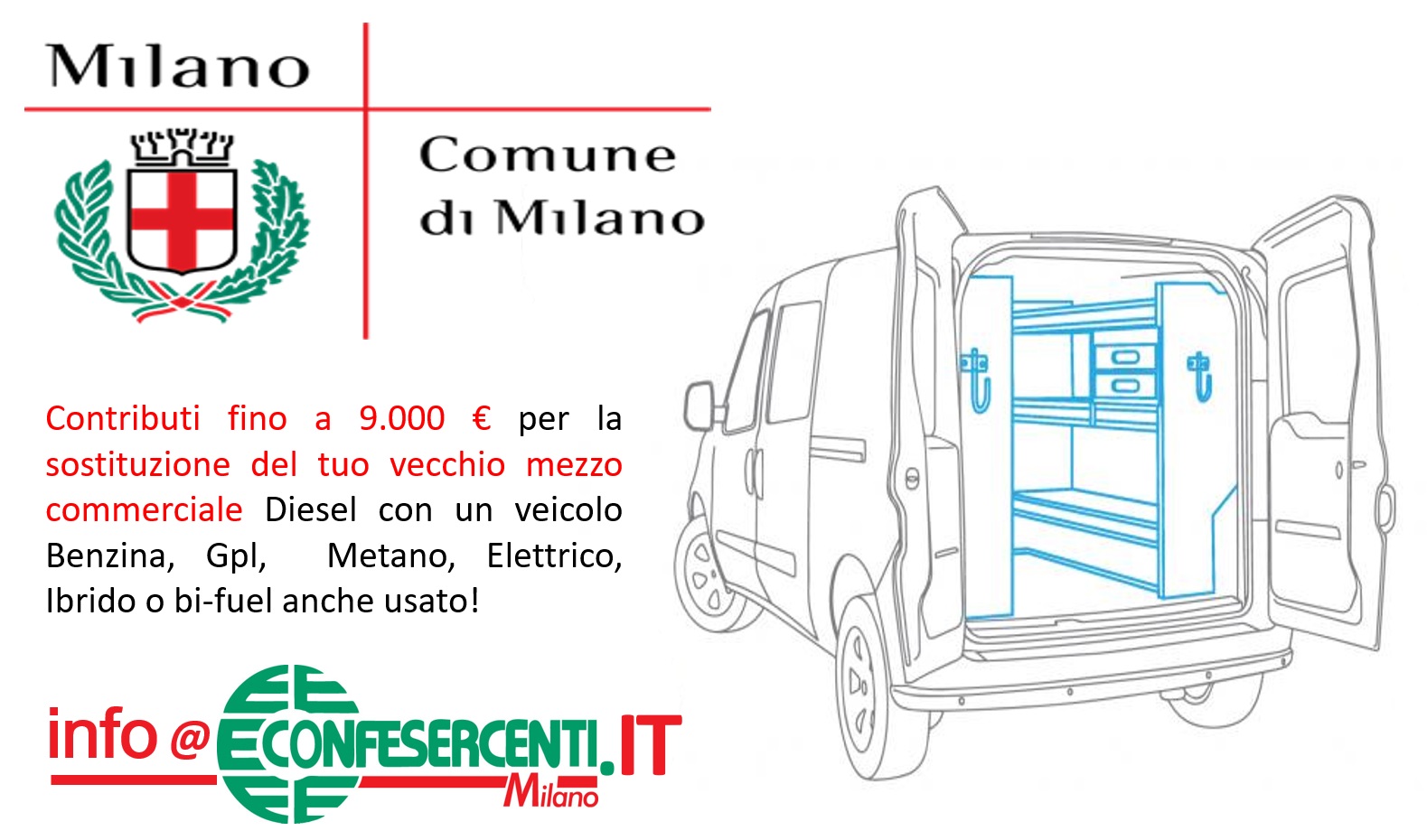 Veicoli commerciali, contributi fino a 9.000 € dal Comune di Milano per la sostituzione dei veicoli diesel, anche con mezzi usati 