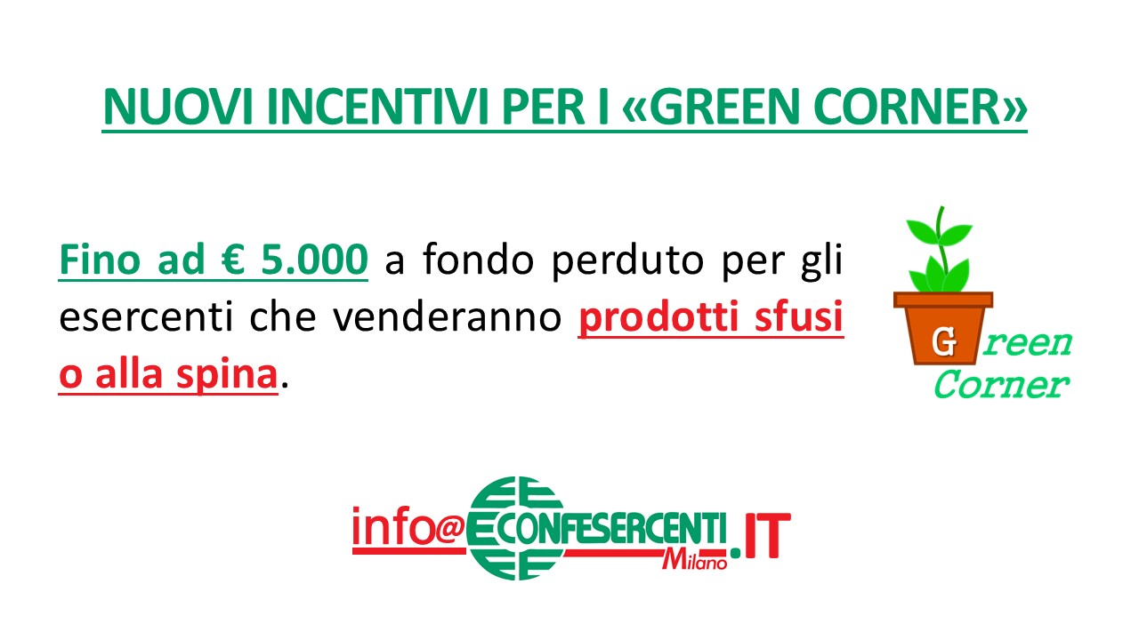 Green Corner: fino a 5mila Euro di Bonus per la vendita di prodotti sfusi