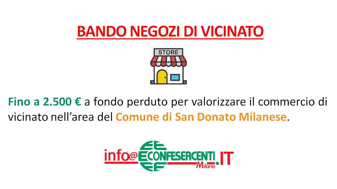 [BANDO CHIUSO] Comune di San Donato Milanese, nuovo Bando per il sostegno del commercio di vicinato