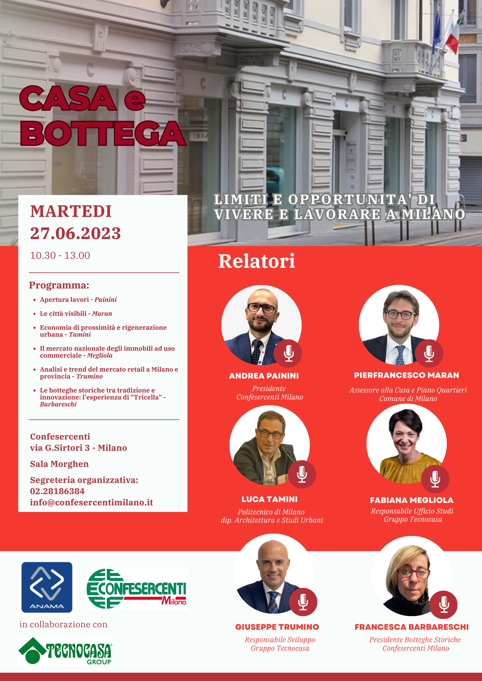27.06.2023 convegno ANAMA Milano: Casa e Bottega: limiti e opportunità di vivere e lavorare a Milano