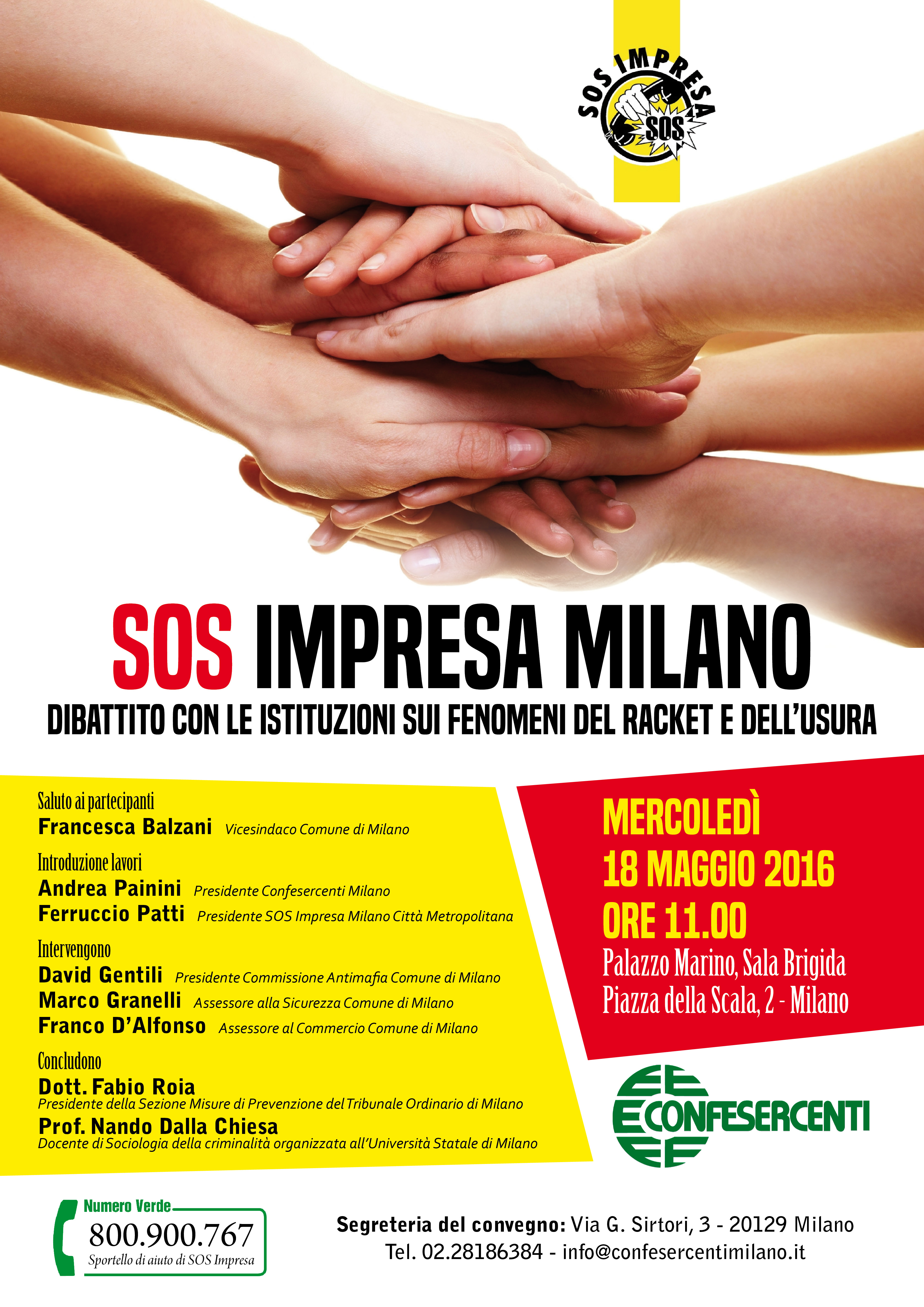 18 maggio. SOS Impresa: dibattito con le Istituzioni a Palazzo Marino. 